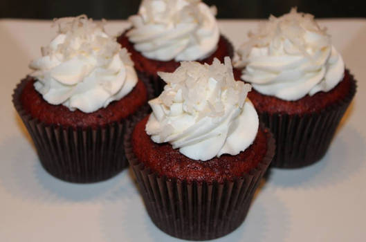 Red Velvet Coconut Cupcakes