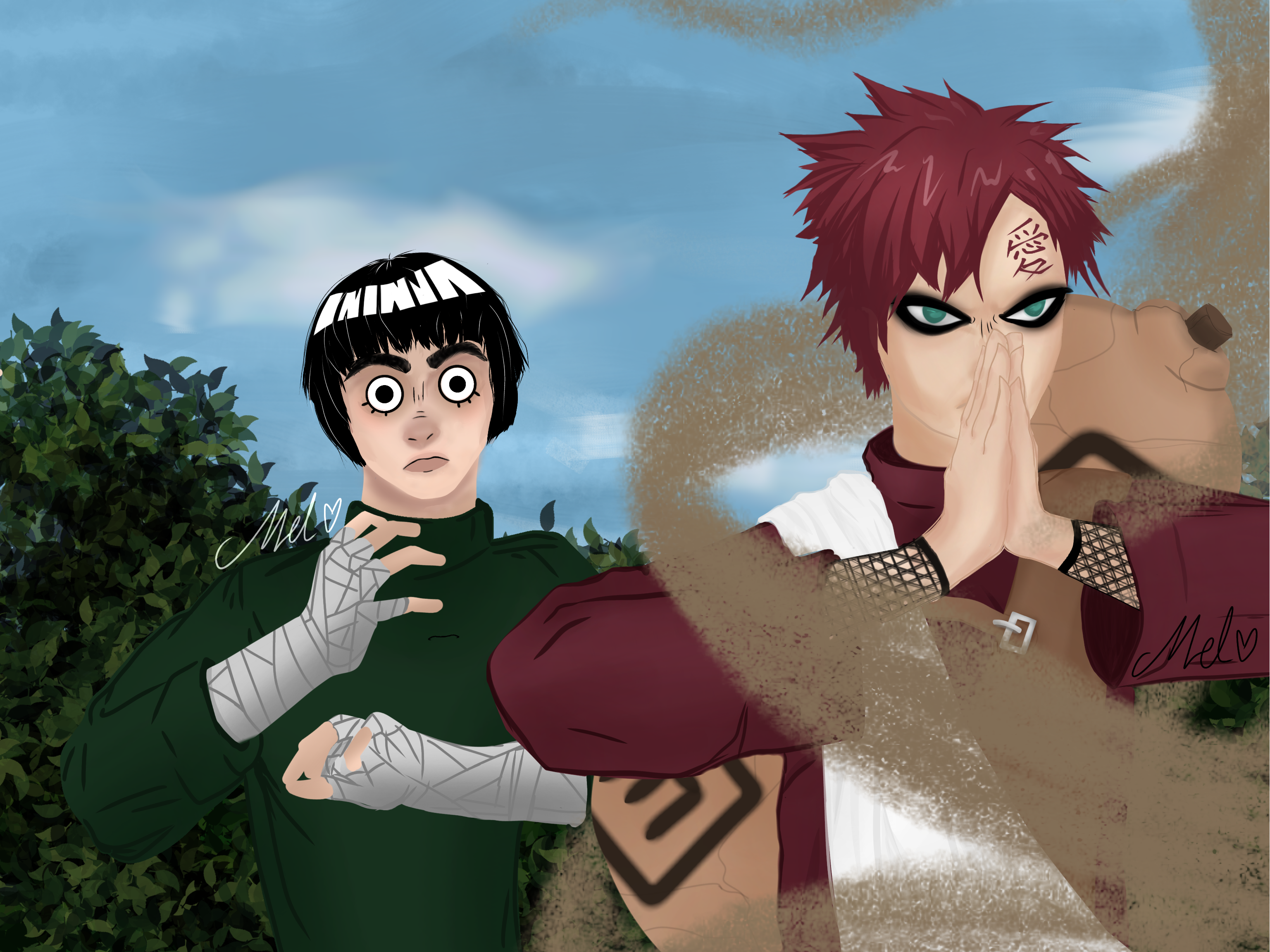 Gaara Rock Lee Fanart From Naruto by LadyMelPool on DeviantArt