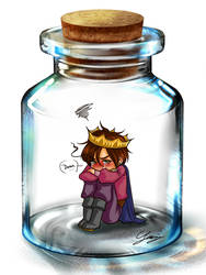 Lovino in a bottle meme