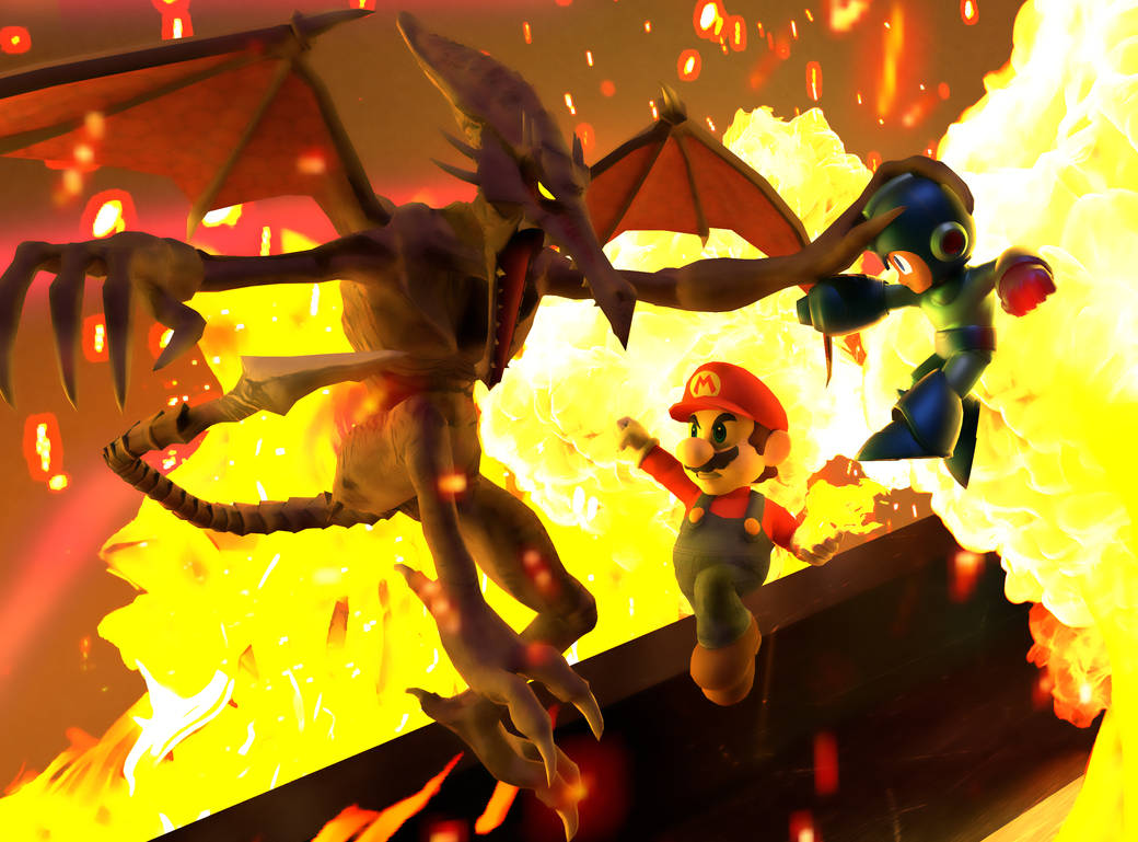 Dead Mario Ridly 3D Render: Ridley VS Mario and Mega Man by Ziti-Man-Mario on DeviantArt