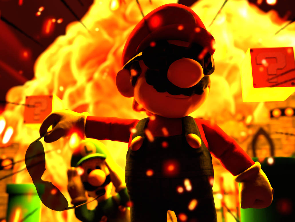 Mario Shell Explosion 3D Render: Mario in front of an Explosion by ZDooarte on DeviantArt