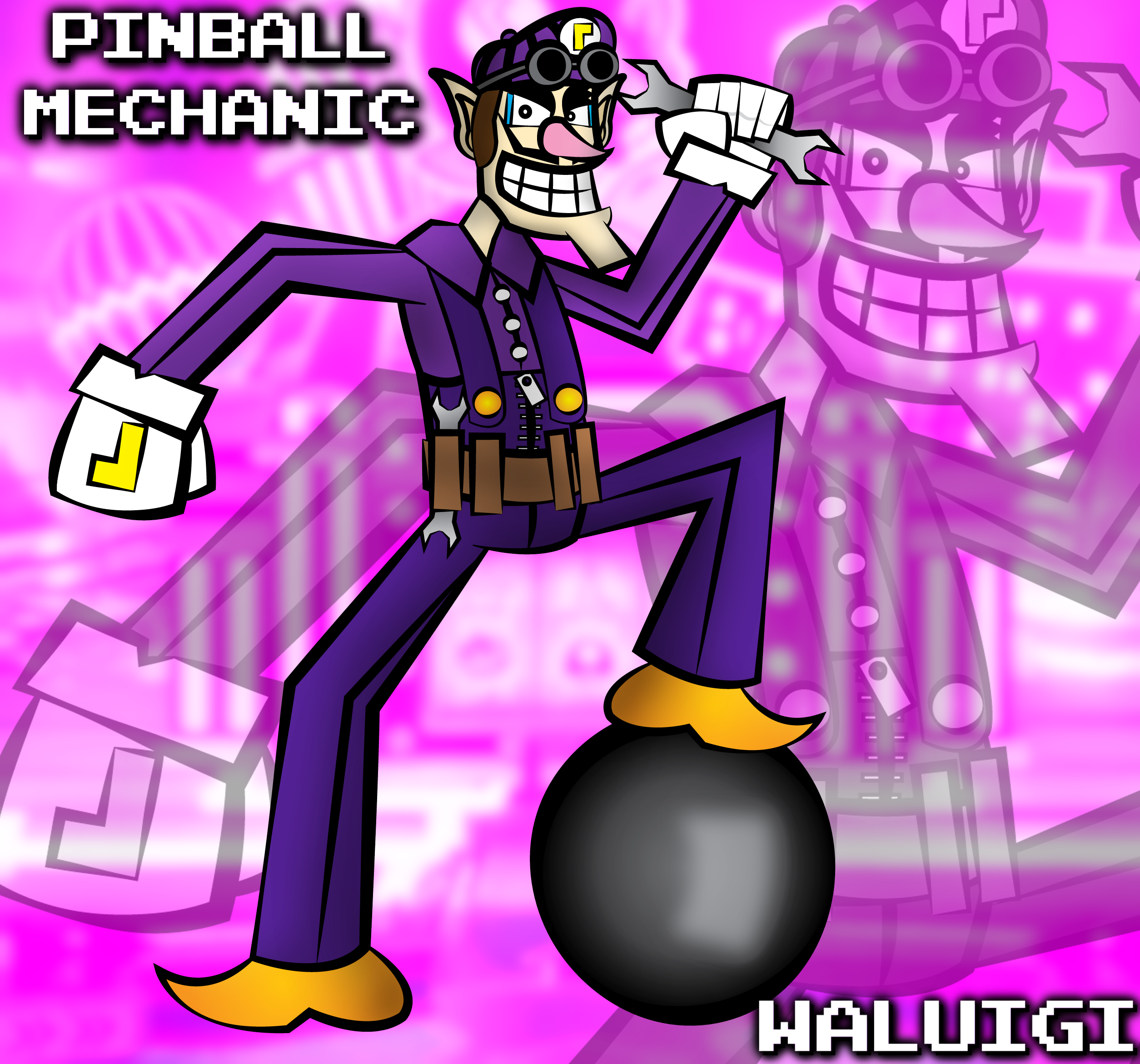 Pinball Mechanic String Adobe Illustrator: Pinball Mechanic Waluigi by Ziti-Man-Mario on DeviantArt