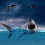 Shark Attack Digital Background.