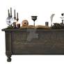 Wizards desk with props Png Overlay.