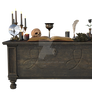 Wizards desk with props Png Overlay.