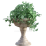 White Standing pot with vines, png overlay.