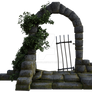 Broken Gate With Ivy, Png Overlay.