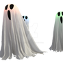 Group of glowing ghosts, png overlay.