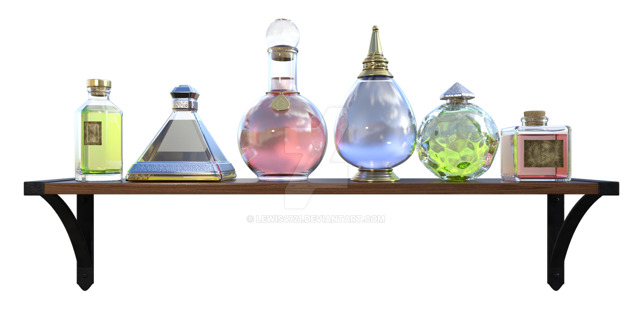 Shelf with Potions 2, Png Overlay.