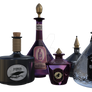 Group of potion bottles, png overlay.