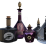 Group of potion bottles, png overlay.