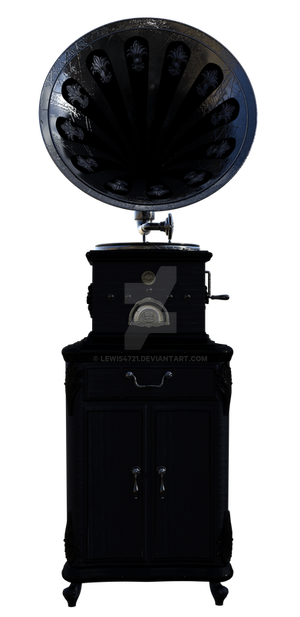 Vintage gothic gramophone 1, png overlay.