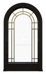 Vintage arched window 4, png overlay.