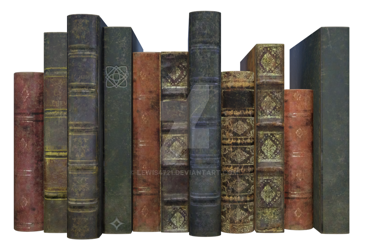 Row of vintage books, png overlay. by lewis4721 on DeviantArt