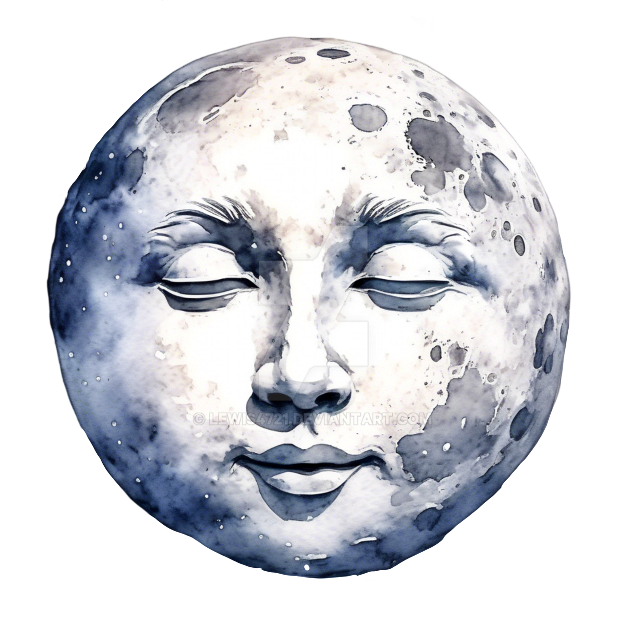 Moon Back Face Watercolour moon face, png overlay. by lewis4721 on DeviantArt