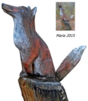 Wood sculpture Fox