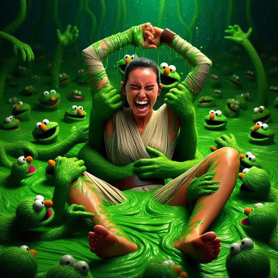 (AI) Rey Trapped in Green Slime Tickle Hell by tmuhh on DeviantArt