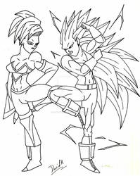 Android 23 Vs Bulla Super Saiyan 3 Line ART by DavidsKovach