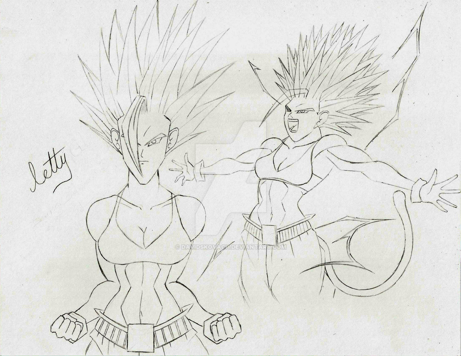 Letty GT SSJ2 and Ascended SSJ2 Sketch