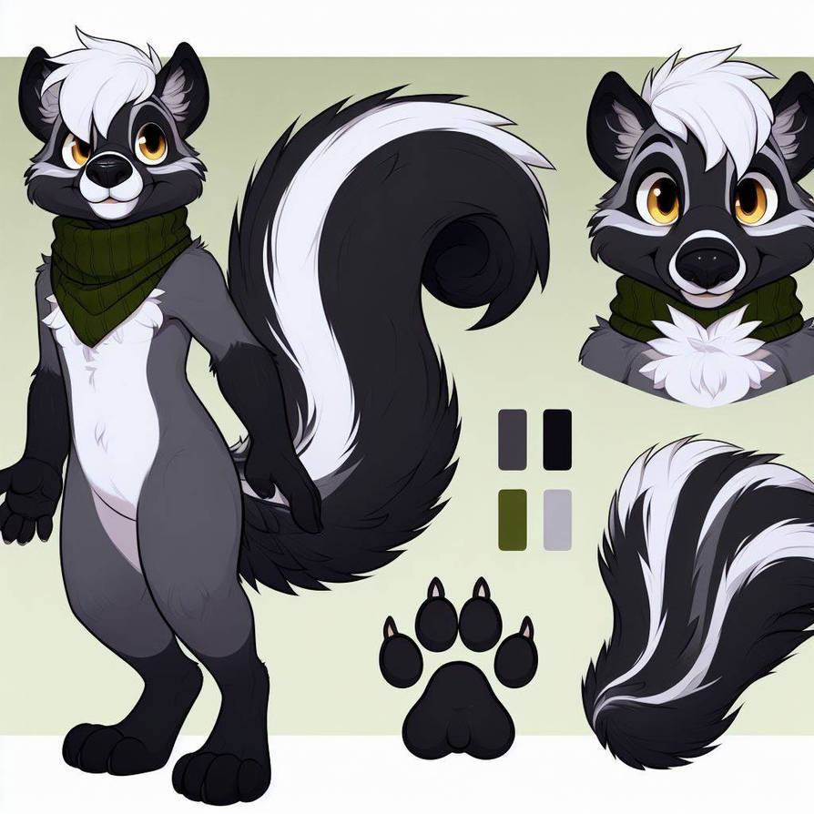 Skunk fursona ref sheet by plusultra1317 on DeviantArt