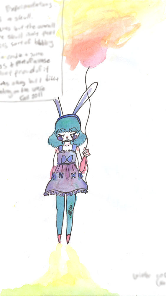 watercolor bun girl