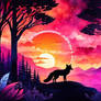 Silhouette - Fox at Dusk