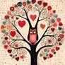  Folk-Art - Valentine Owl in a Tree