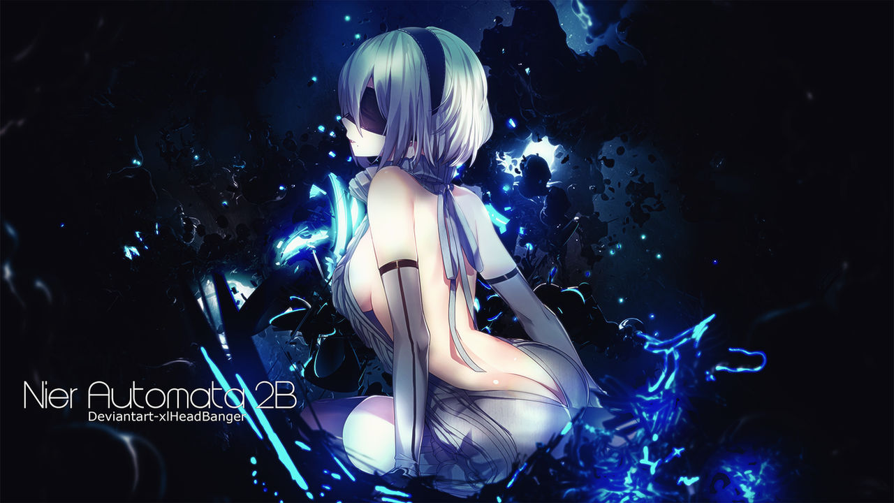 anime, anime girl, fan art, 2B (Nier: Automata) background hd