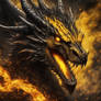 Yellow and Black dragon angry close up backround w
