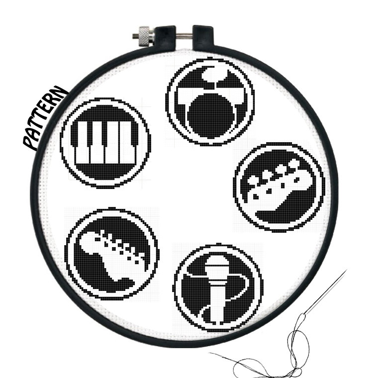 Rock Band Logos Cross stitch pattern