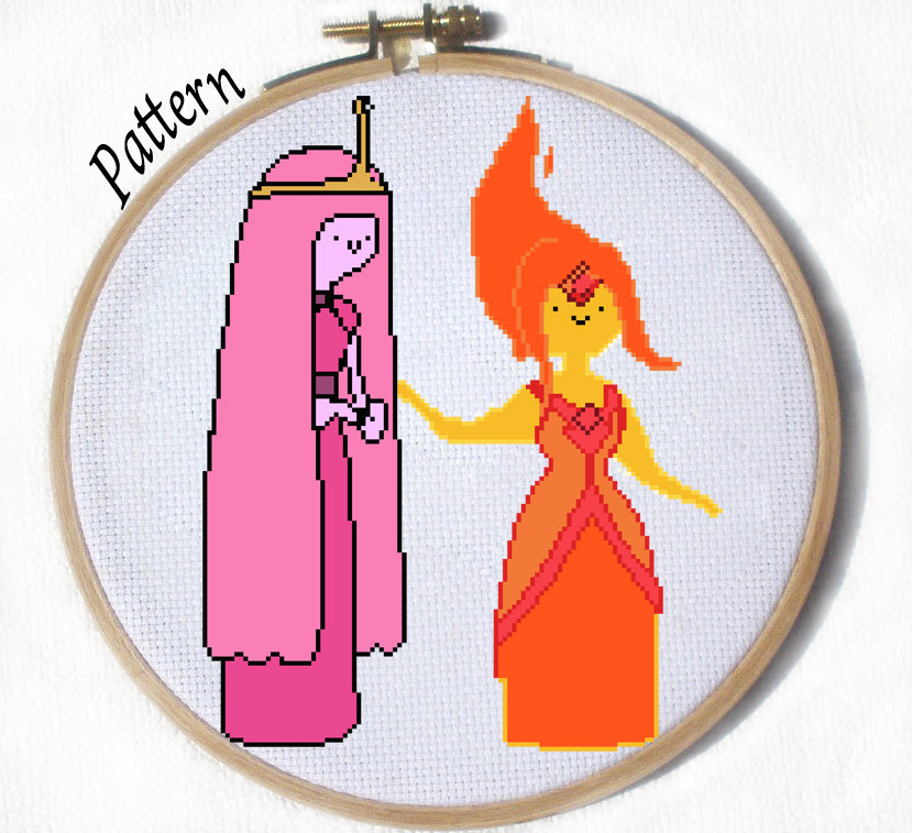 Princess Bubblegum and Flame Princess Cross stitch