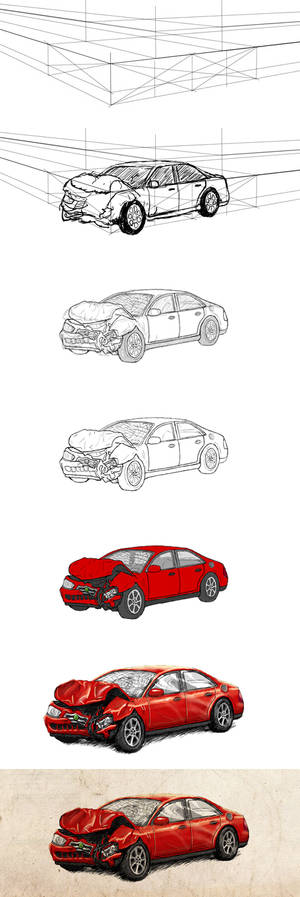 Car Crash Drawing Step-by-Step