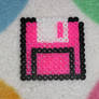 Pink diskette in hama beads