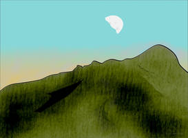 Half Moon and Mountains