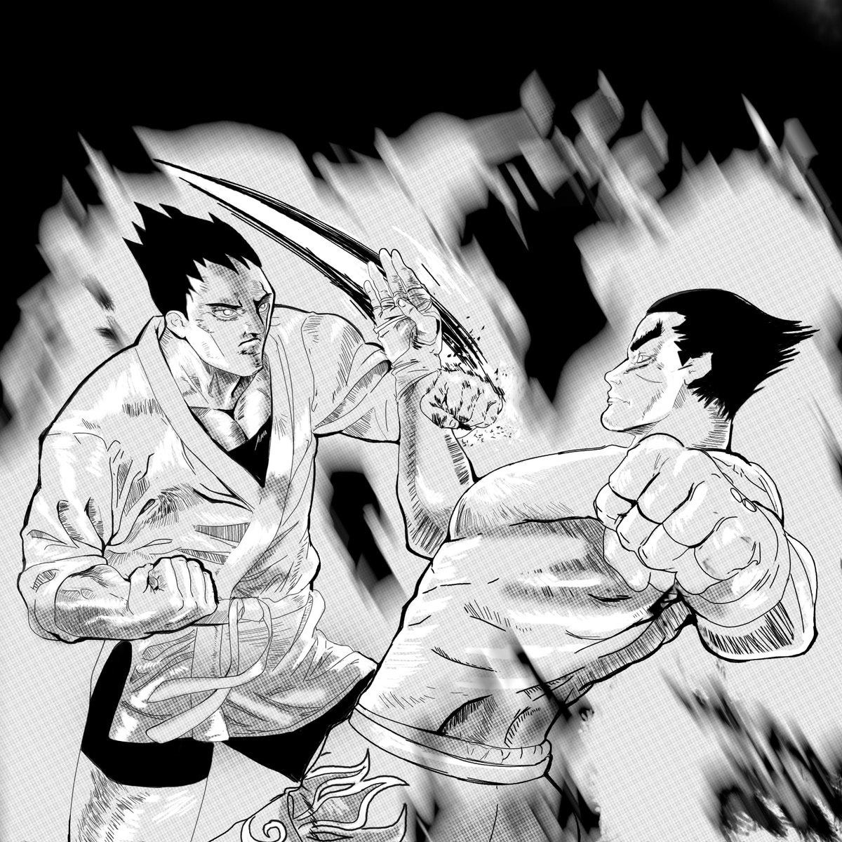 Ryu and Kazuya Mishima Fan Art by Kukurobuki