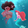 Ariel and Moana in the Ocean as Sea Sisters