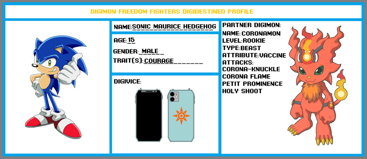 Digimon Freedom Fighters Sonic Profile