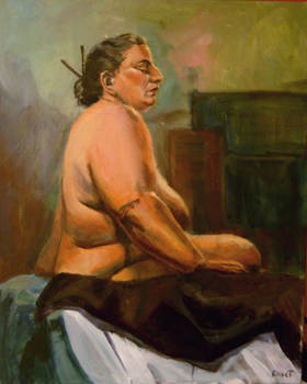 Acrylic painting of nude model