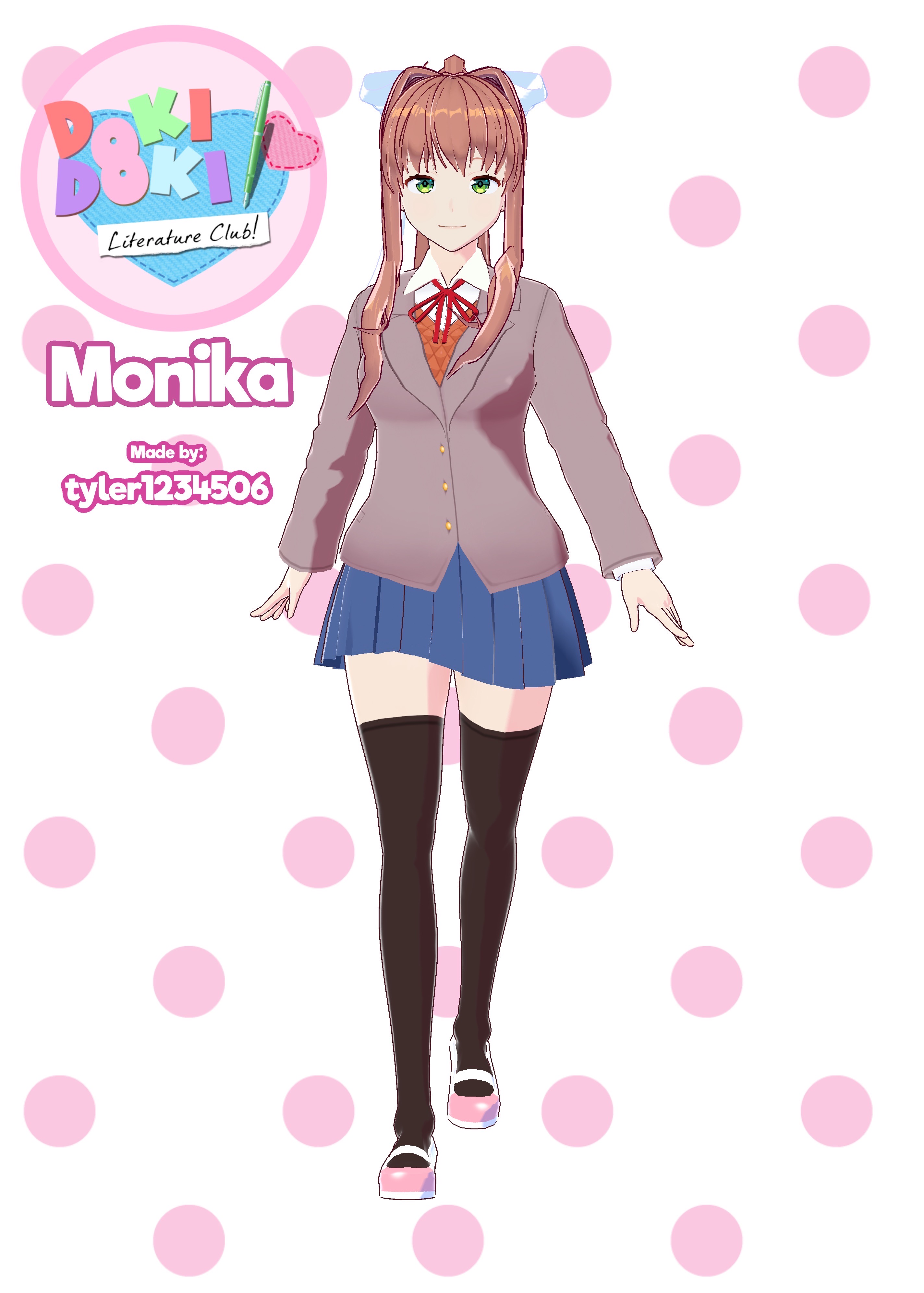 Ddlc Rigs Monika DDLC 3D Model by tyler1234506 on DeviantArt