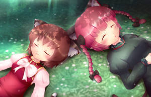 Touhou - Chen and Kaenbyou Rin sleeping