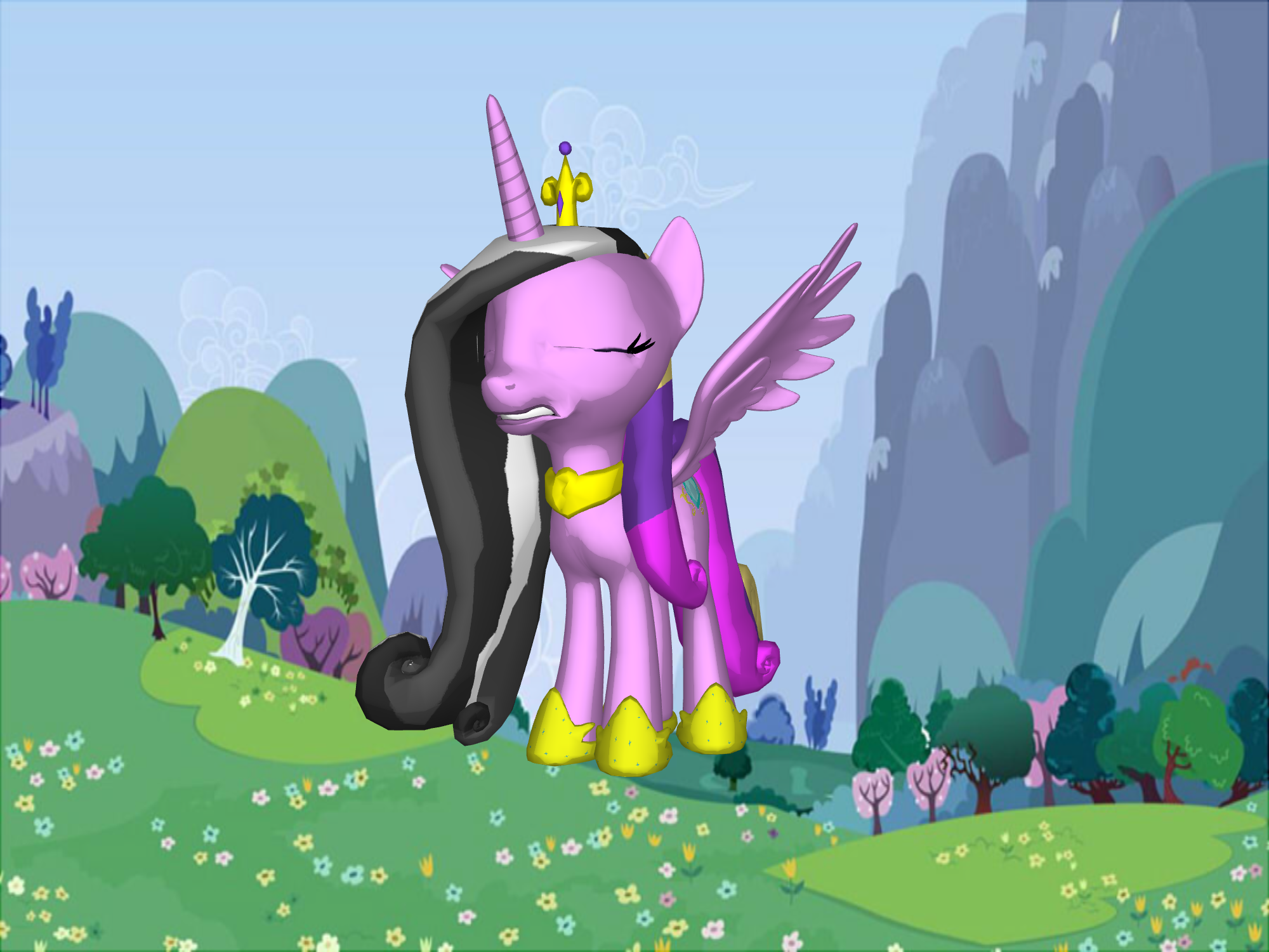 Princess Cadance's Pink Mane color is now Gray