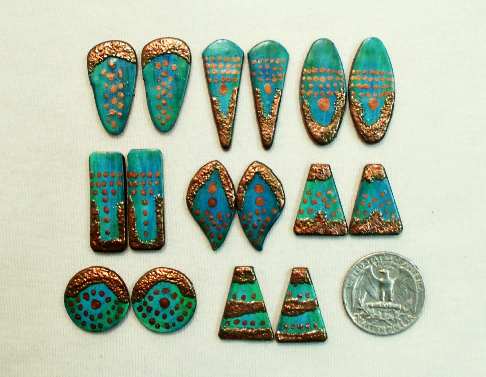 Blue green copper earring pairs