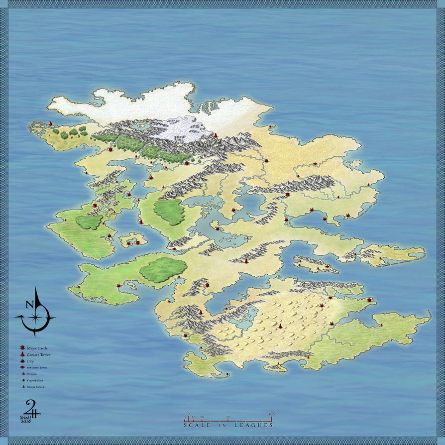 Unlabeled Fantasy Map, Free for Non-Commercial Use by XianPryde