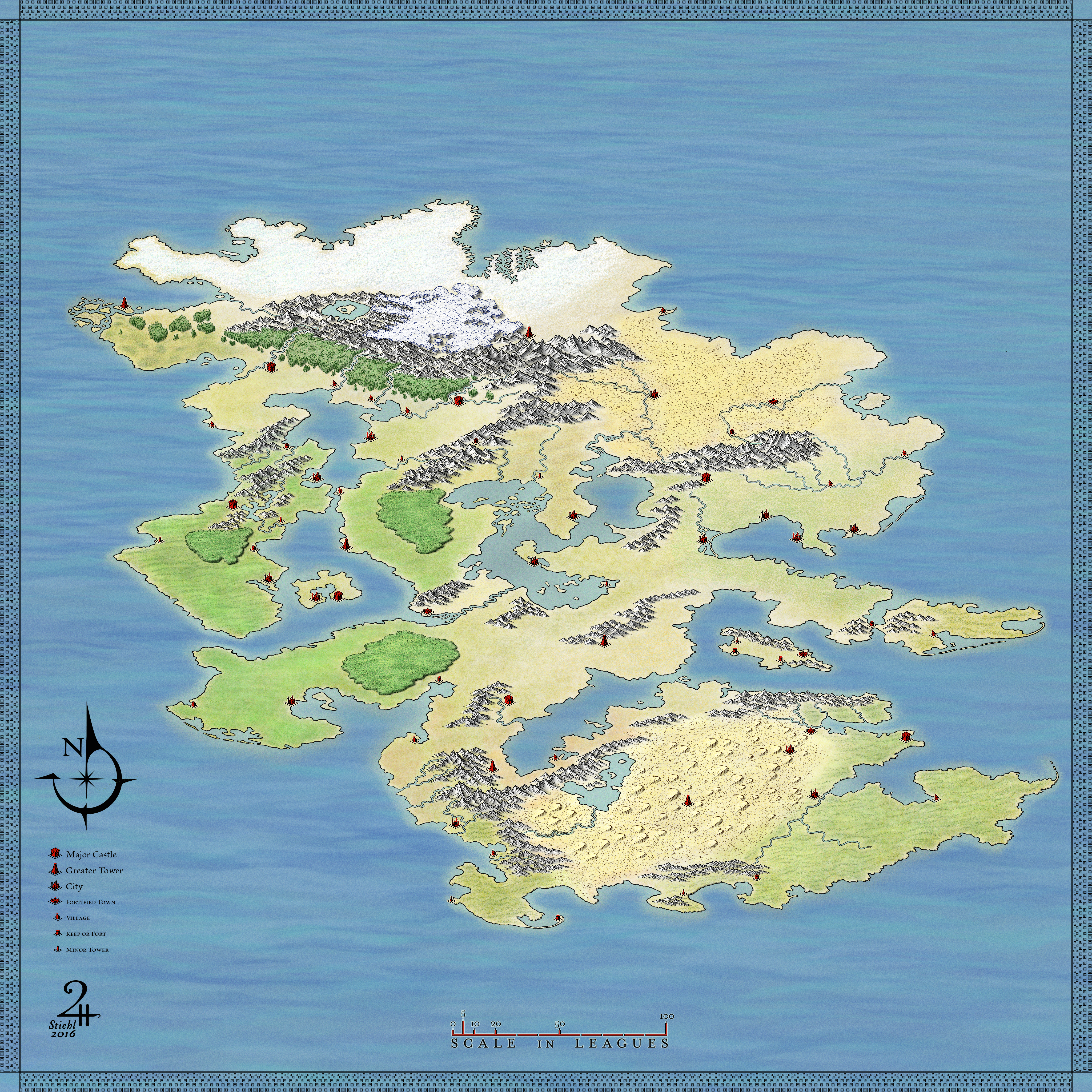 Unlabeled Fantasy Map, Free for Non-Commercial Use by XianPryde