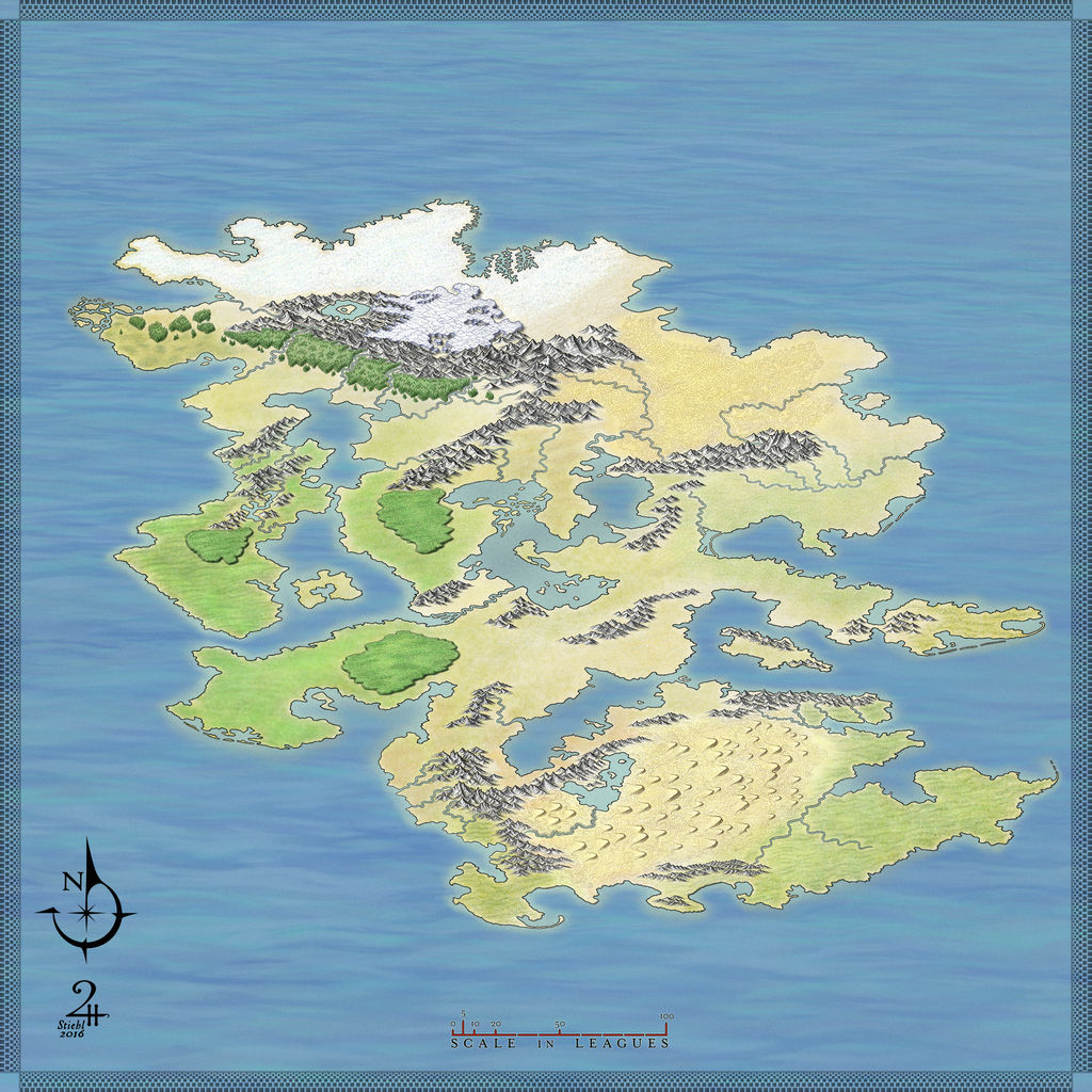 Unlabeled Fantasy Map, No Icons by XianPryde