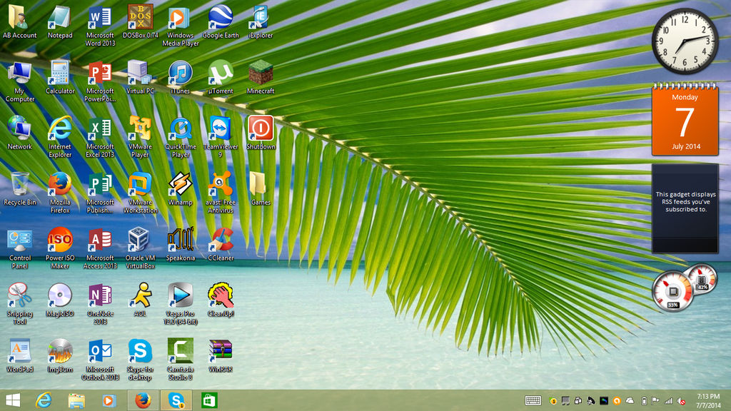 My desktop screenshot as of 7/7/14 by winabpc1564 on DeviantArt