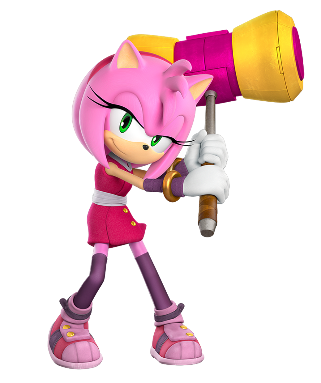 Aplique em Acrílico Personagem Amy Rose - Sonic Colorido com base ( 3 peças  )