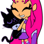 Starfire hugs kitty PNG