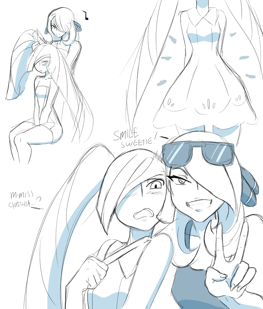 Cynthia shows Lusamine how to be a good Mom sketch