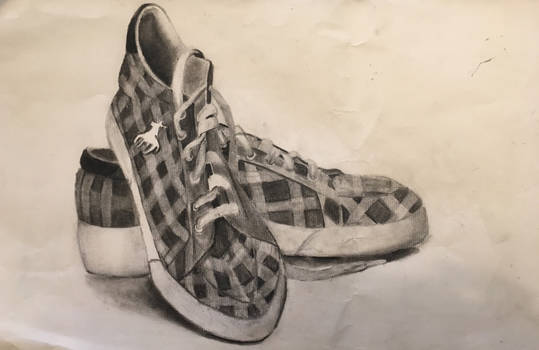 charcoal drawing of shoes